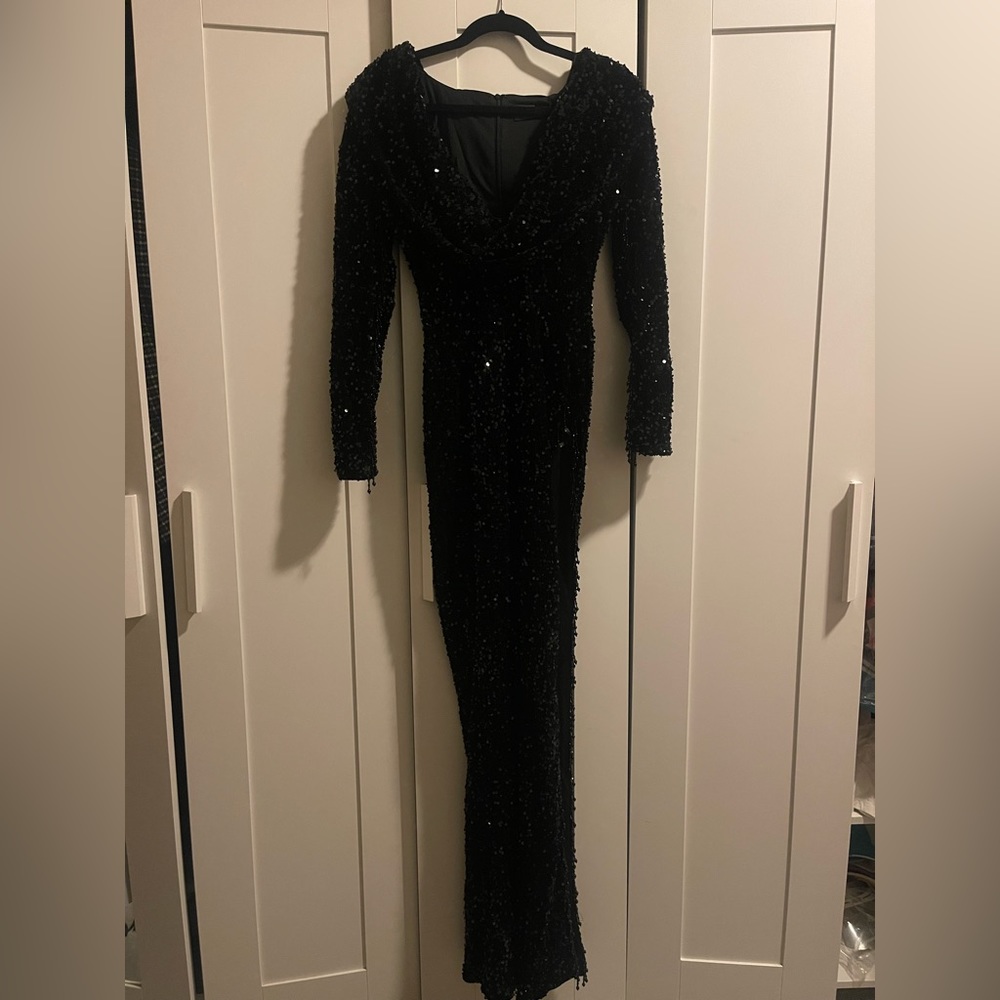 Black long sequin gown